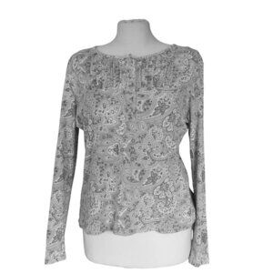 Charter Club Women’s M Y2K Western Paisley Blouse Long Sleeve Boho Casual